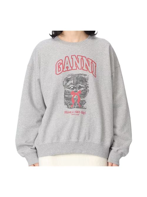 Felpa over in cotone organico con grafica Ganni Ganni | A1060016920 PALOMA